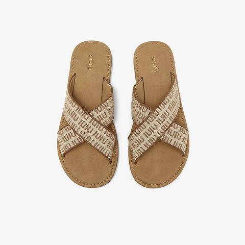 百思图2025夏季新款休闲拖简约户外通勤平跟女拖鞋F5071BT5