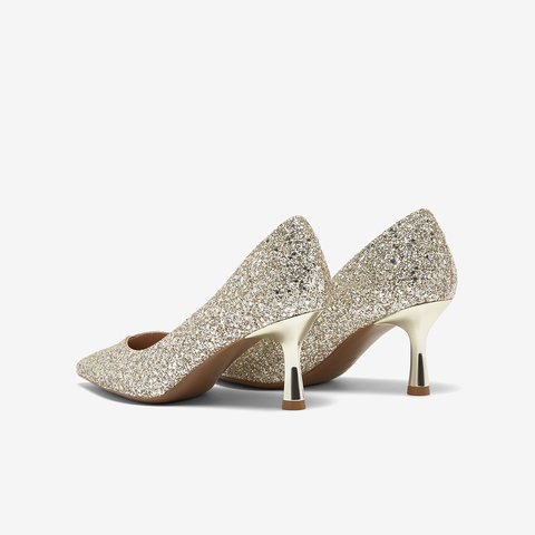 百思图2025秋季新款商场同款浅口单鞋时尚细高跟尖头女鞋CU072CQ5