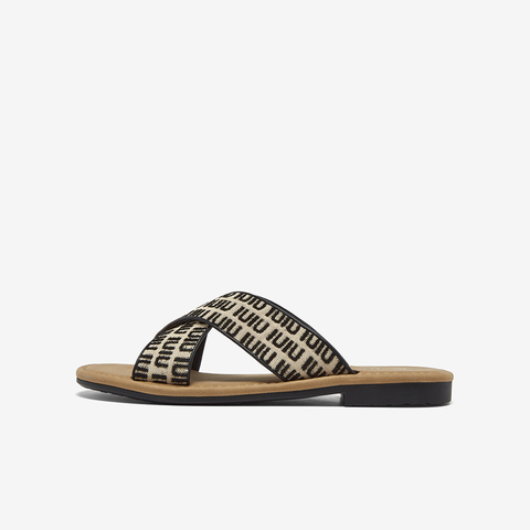 百思图2025夏季新款休闲拖简约户外通勤平跟女拖鞋F5071BT5