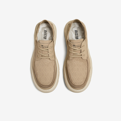 百思图2025夏季新款时尚简约户外运动布鞋厚底男休闲鞋51232BM5