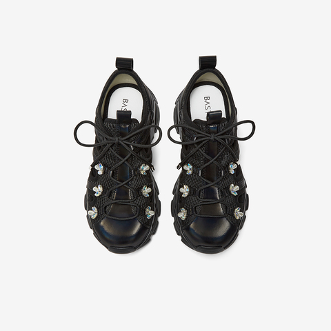 百思图2025夏季新款时尚运动厚底增高老爹鞋女休闲鞋D3079BM5