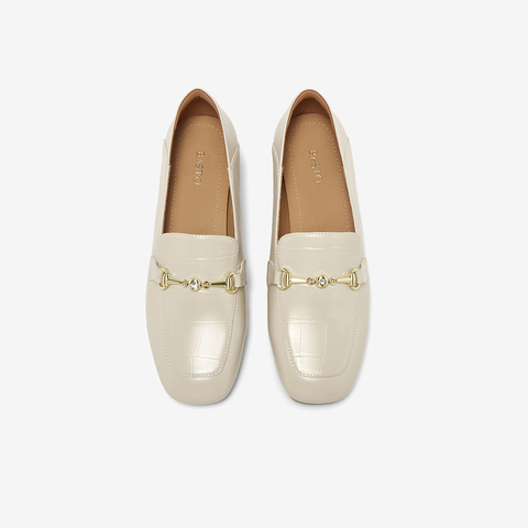 百思图2025秋季新款乐福鞋时尚复古通勤粗跟方头女单鞋TL527CA5