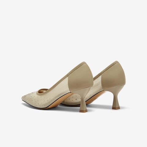 百思图2025夏季新款时尚潮流通勤细高跟浅口尖头女单鞋K3280BQ5