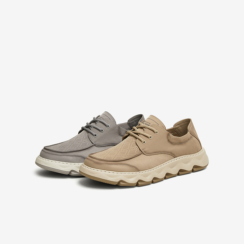 百思图2025夏季新款时尚简约户外运动布鞋厚底男休闲鞋51232BM5