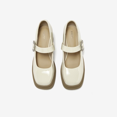 百思图2025秋季新款玛丽珍鞋时尚潮流通勤粗高跟女单鞋W3791CQ5