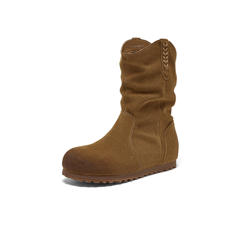 百思图2025冬季新款西部靴时尚简约户外运动女中靴W0760DS5