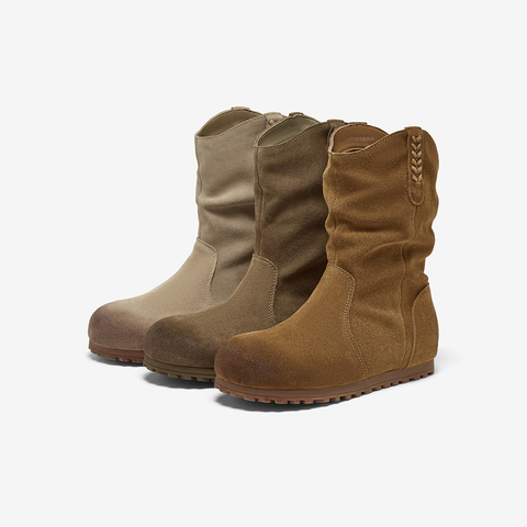 百思图2025冬季新款西部靴时尚简约户外运动女中靴W0760DS5