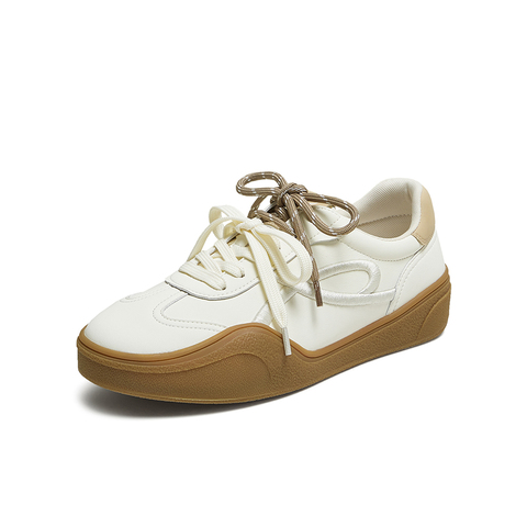 百思图2025秋季新款德训鞋时尚潮流街头运动女休闲鞋UUH01CM5