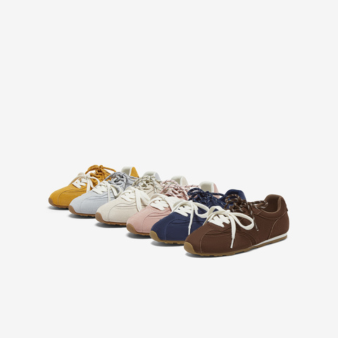 百思图2025秋季新款时尚复古运动德训鞋平跟女休闲鞋D3155CM5