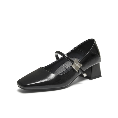 百思图2025秋季新款玛丽珍鞋时尚简约法式方头女单鞋B5287CQ5