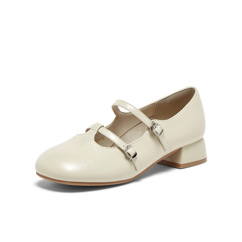 百思图2025秋季新款玛丽珍鞋时尚潮流复古粗跟女单鞋W0722CQ5