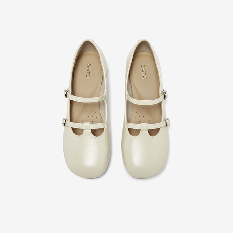 百思图2025秋季新款玛丽珍鞋时尚潮流复古粗跟女单鞋W0722CQ5