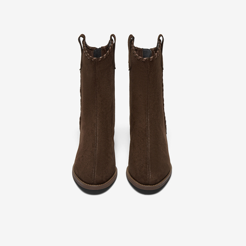 百思图2025冬季新款商场同款时装靴时尚潮流粗跟女中靴F3015DZ5