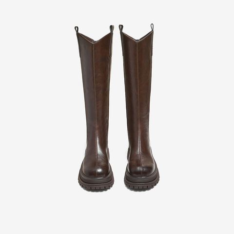 百思图2025冬季新款商场同款骑士靴时尚潮流街头女长靴BV016DG5