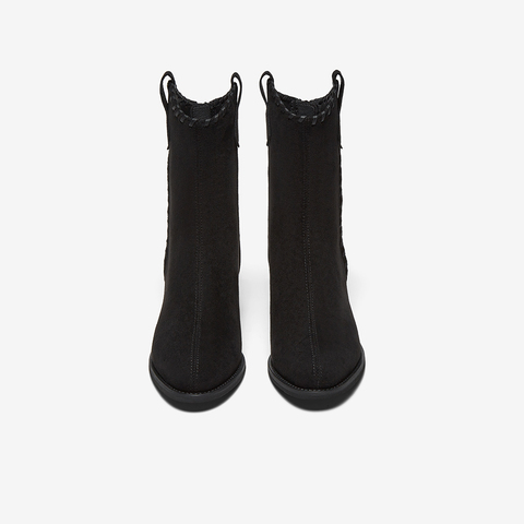 百思图2025冬季新款商场同款时装靴时尚潮流粗跟女中靴F3015DZ5