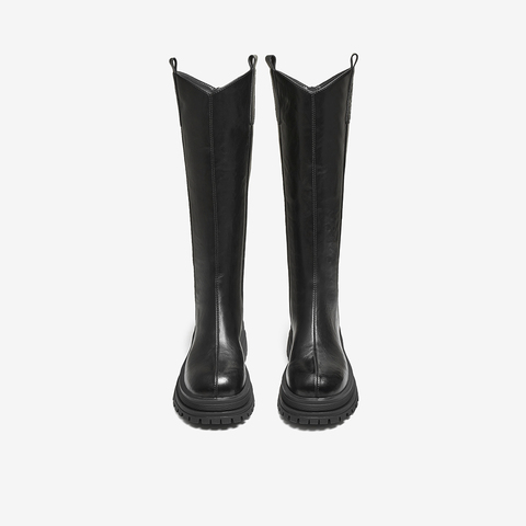 百思图2025冬季新款商场同款骑士靴时尚潮流街头女长靴BV016DG5