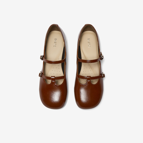 百思图2025秋季新款玛丽珍鞋时尚潮流复古粗跟女单鞋W0722CQ5