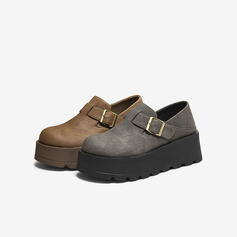 百思图2025秋季新款勃肯鞋时尚简约休闲厚底女单鞋B8710CM5