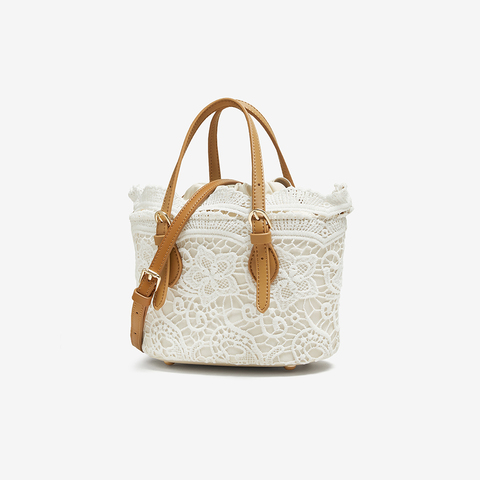 百思图2025夏季新款商场同款水桶包时尚潮流蕾丝斜挎包女TY031BX5