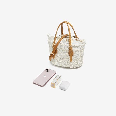 百思图2025夏季新款商场同款水桶包时尚潮流蕾丝斜挎包女TY031BX5