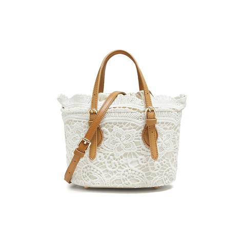 百思图2025夏季新款商场同款水桶包时尚潮流蕾丝斜挎包女TY031BX5