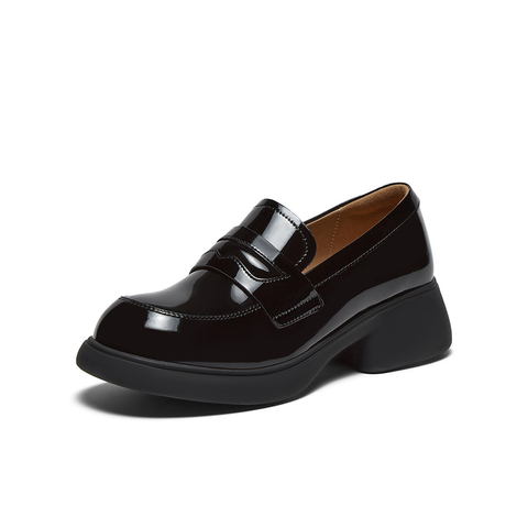 百思图2025秋季新款商场同款乐福鞋复古学院风女单鞋UTS01CA5