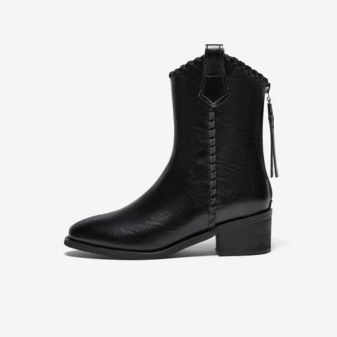 百思图2025冬季新款商场同款时装靴时尚潮流粗跟女中靴F3013DZ5