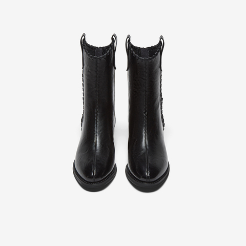 百思图2025冬季新款商场同款时装靴时尚潮流粗跟女中靴F3013DZ5