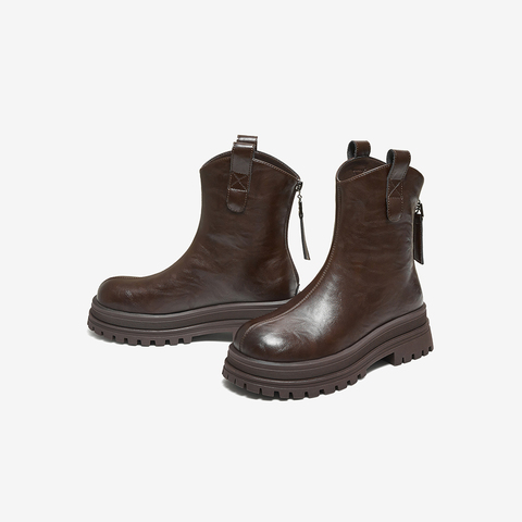 百思图2025冬季新款商场同款时装靴时尚简约女中靴BV011DZ5