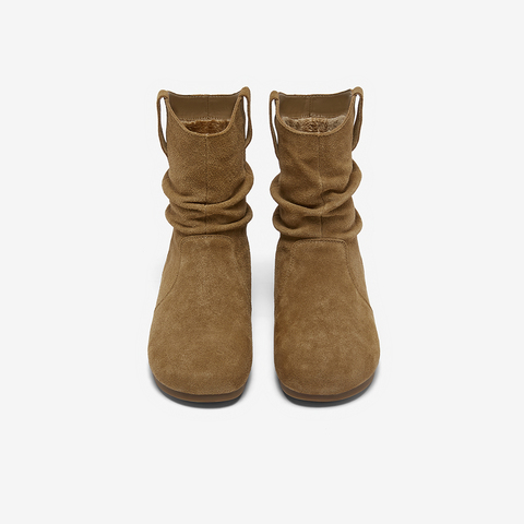 百思图2025冬季新款商场同款西部靴时尚简约女中靴D3390DZ5