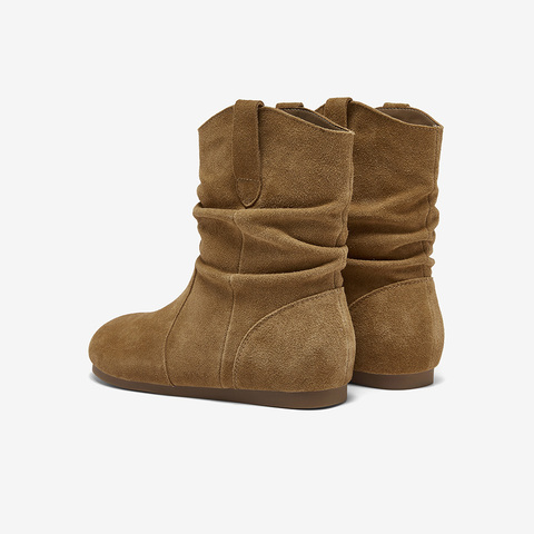 百思图2025冬季新款商场同款西部靴时尚简约女中靴D3390DZ5