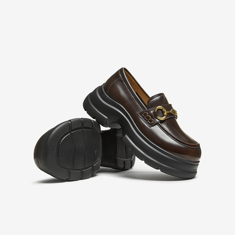 百思图2025秋季新款商场同款乐福鞋时尚潮流女单鞋VZF14CA5