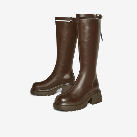 百思图2025冬季新款商场同款骑士靴时尚街头潮流女长靴F1711DG5