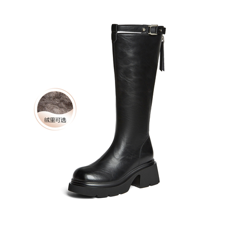 百思图2025冬季新款商场同款骑士靴时尚街头潮流女长靴F1711DG5