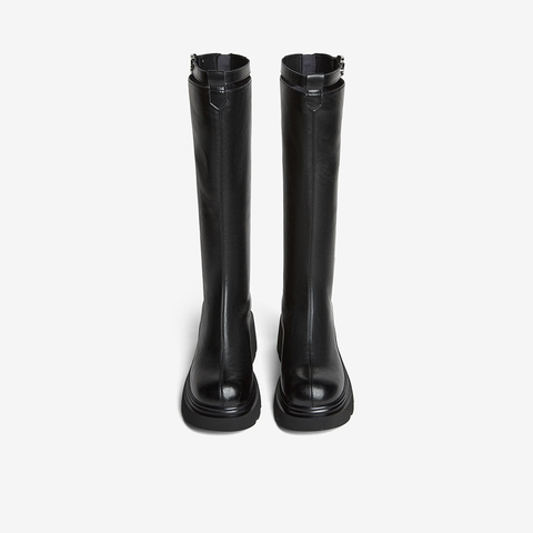 百思图2025冬季新款商场同款骑士靴时尚街头潮流女长靴F1711DG5