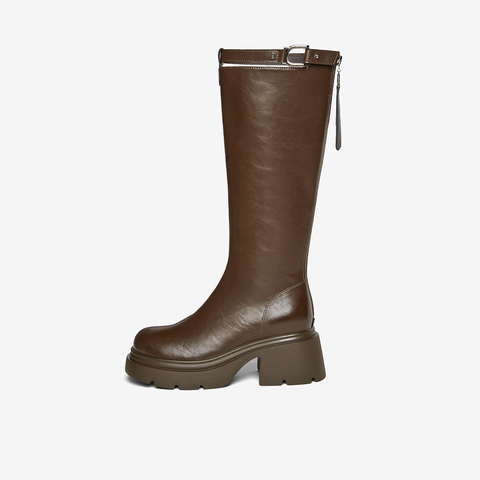 百思图2025冬季新款商场同款骑士靴时尚街头潮流女长靴F1711DG5