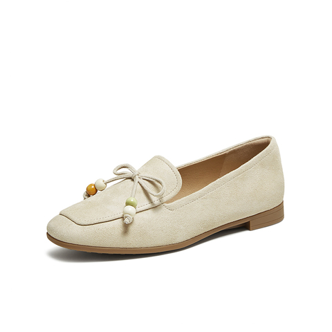 百思图2025秋季新款乐福鞋时尚简约通勤粗跟女单鞋TRW39CA5