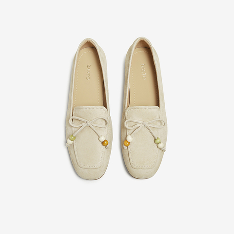 百思图2025秋季新款乐福鞋时尚简约通勤粗跟女单鞋TRW39CA5