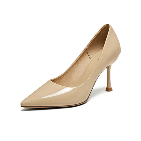 百思图2025秋季新款时尚简约通勤细高跟尖头浅口女单鞋F3212CQ5