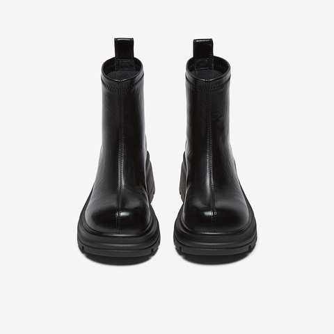 百思图2025冬季新款商场同款时装靴时尚通勤粗跟女短靴F2061DD5