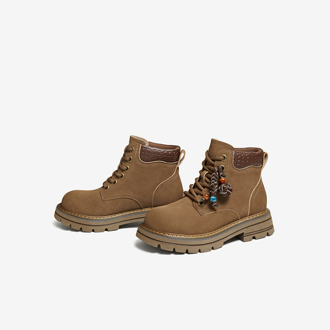 百思图2025冬季新款商场同款工装马丁靴时尚潮流女短靴D3720DD5