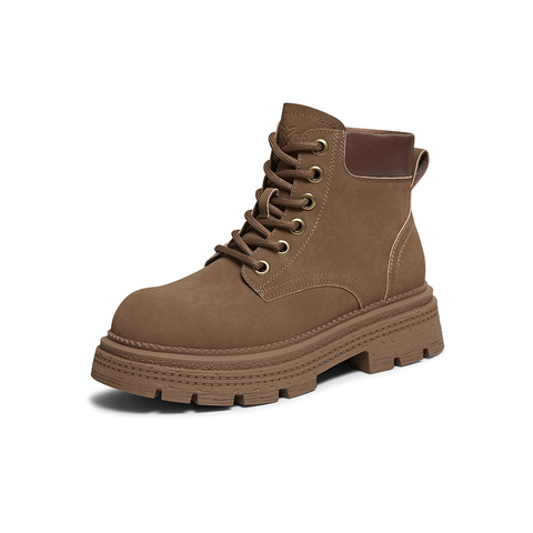 百思图2025冬季新款马丁靴时尚复古工装户外运动女中靴D3785DZ5