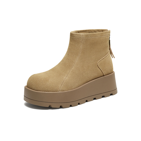 百思图2025冬季新款商场同款雪地靴时尚运动休闲女短靴F5101DD5