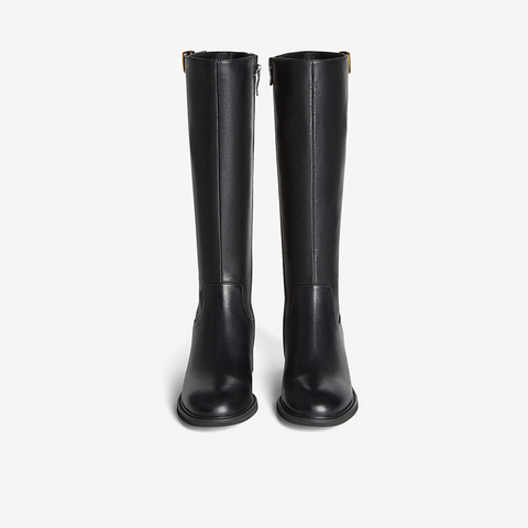 百思图2025冬季新款骑士靴时尚简约潮流通勤女长靴AX891DG5