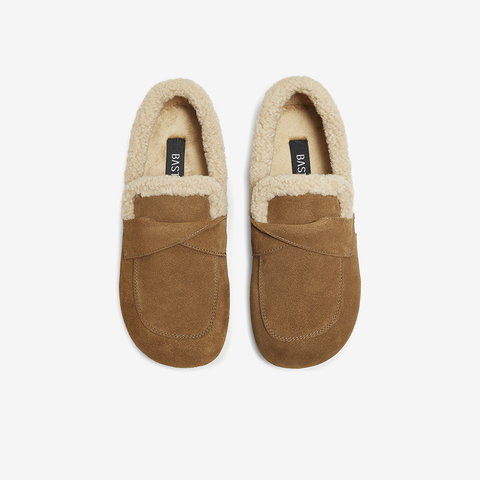 百思图2025冬季新款乐福鞋时尚休闲加绒保暖女单鞋D3509DM5