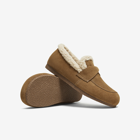 百思图2025冬季新款乐福鞋时尚休闲加绒保暖女单鞋D3509DM5