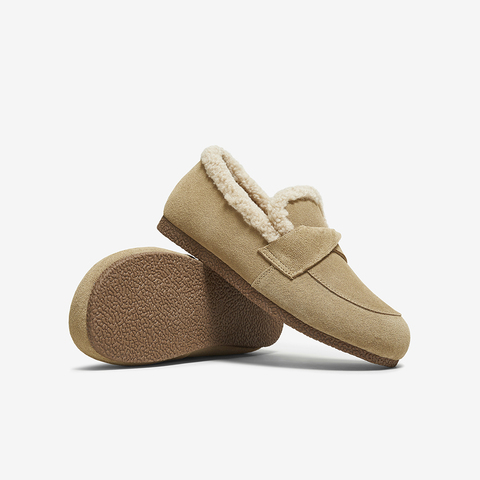 百思图2025冬季新款乐福鞋时尚休闲加绒保暖女单鞋D3509DM5