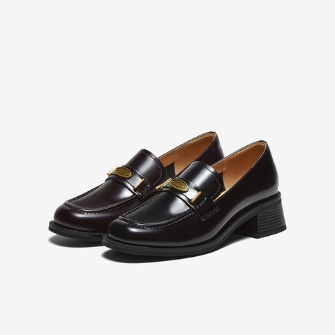 百思图2025秋季新款乐福鞋时尚复古学院风粗跟女单鞋C5851CA5