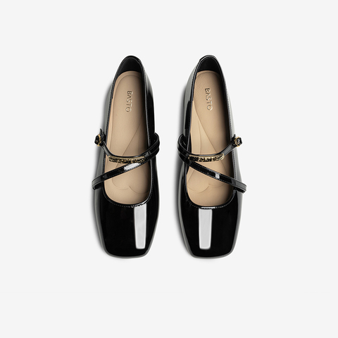 百思图2025秋季新款商场同款玛丽珍鞋时尚简约粗跟女单鞋F2052CQ5