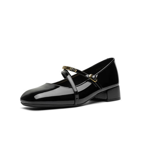 百思图2025秋季新款商场同款玛丽珍鞋时尚简约粗跟女单鞋F2052CQ5